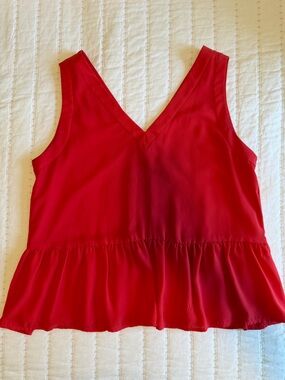 LOFT Bright Red Peplum Top